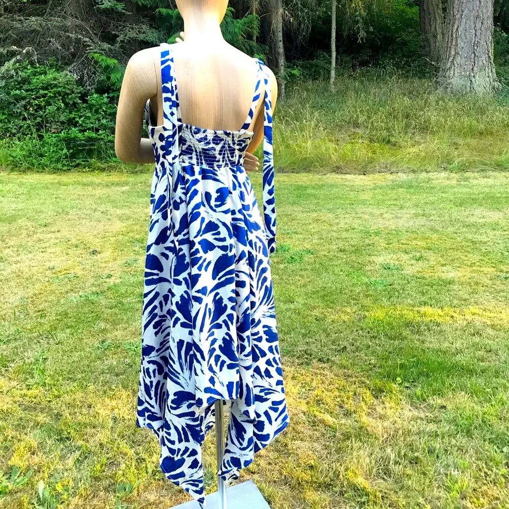 Alexis x Target • Blue Floral Botanical Full Skirt Handkerchief Flowing Dress XS - Picture 10 of 11